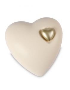 Urne cendres en forme de coeur beige