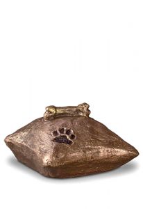 Urne funéraire pour chien 'Coussin, os et patte'