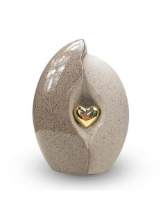 Urne Funéraire en céramique beige 'Coeur en or au centre'